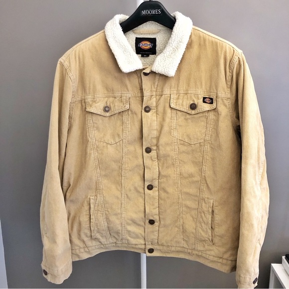 Dickies Other - Dickies Men's Beige Cream Casual Winter Corduroy Jacket with Sherpa Lining US XL